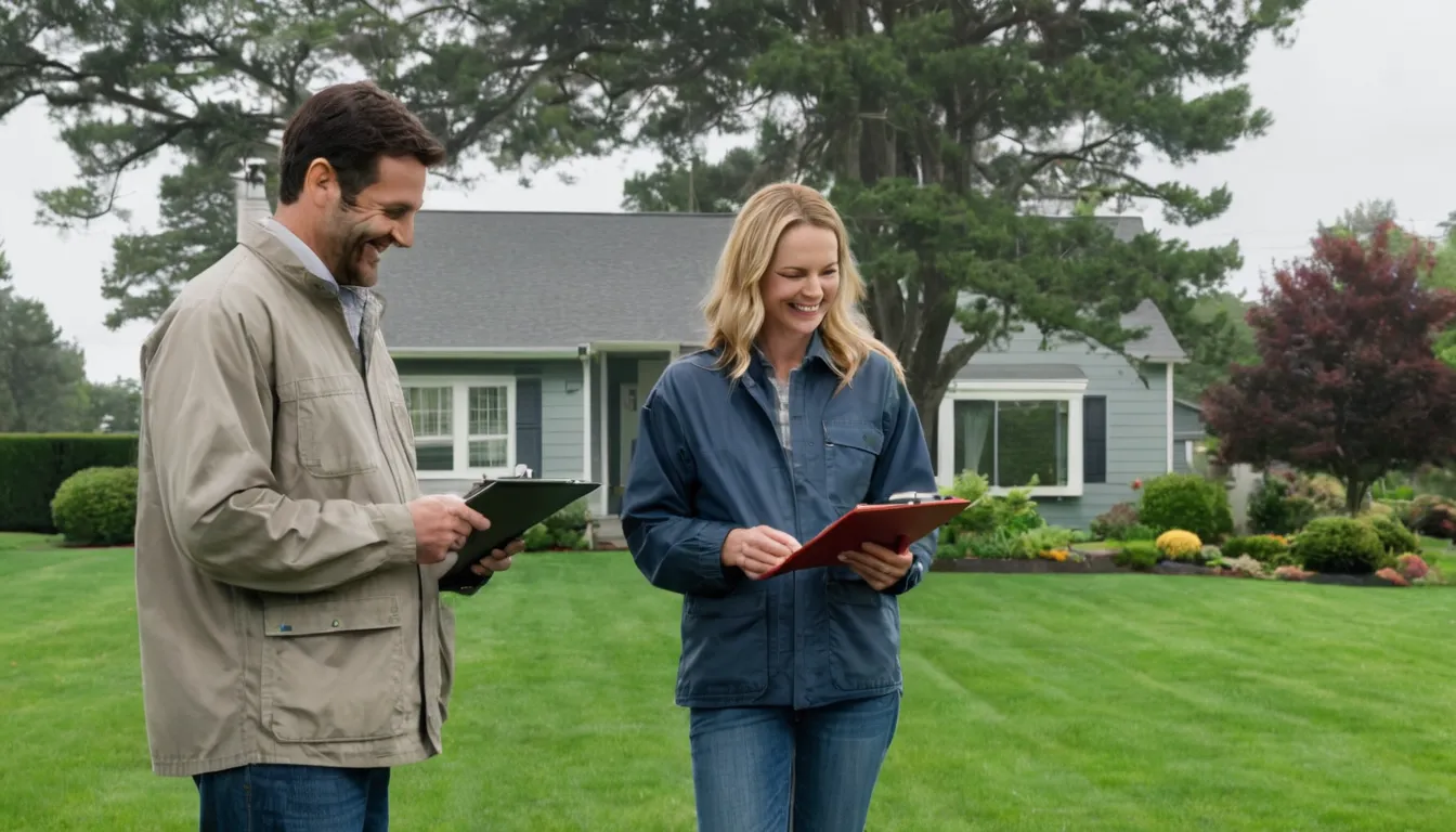 A homeowner reviewing a written tree quote with a local provider