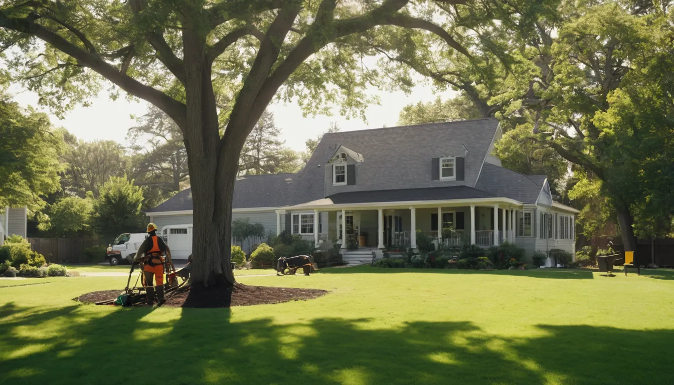 A tree removal crew working near a family home in The Village of Indian Hill